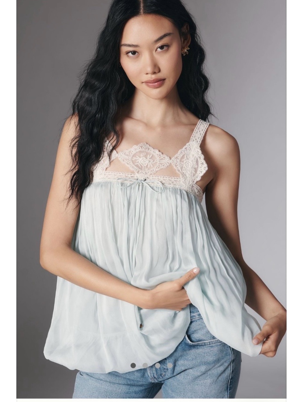 Anthropologie Forever That Girl Lace Trim embroidered baby doll tank small NWT